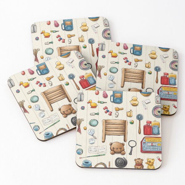 Item preview, Delicate Collection of Toys on Pale Wood designed and sold by Piotrek0001.
