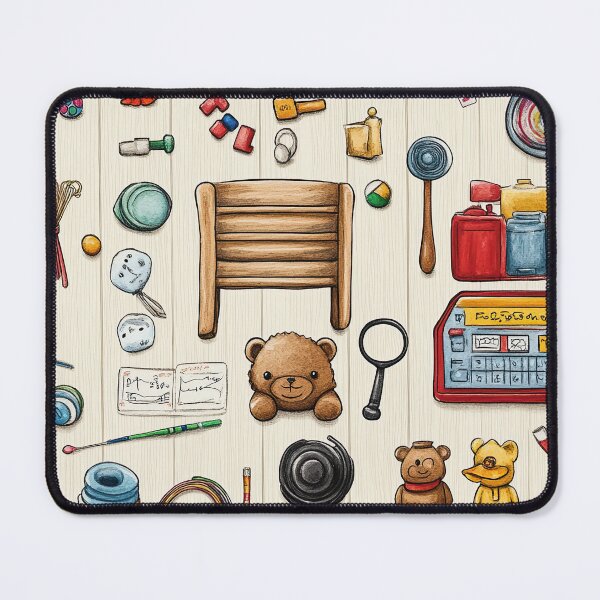 Item preview, Delicate Collection of Toys on Pale Wood designed and sold by Piotrek0001.