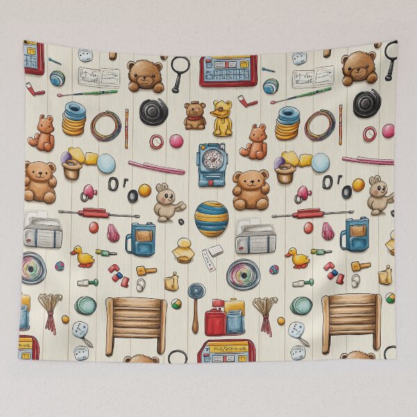 Item preview, Delicate Collection of Toys on Pale Wood designed and sold by Piotrek0001.