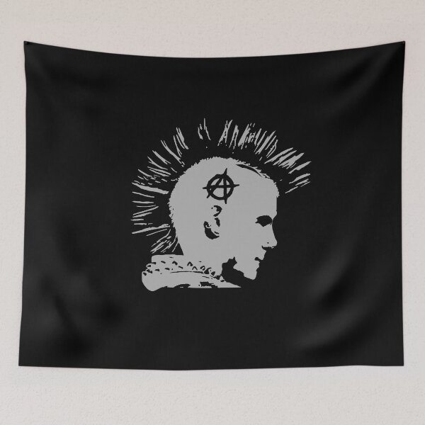 Item preview, Punk Rock Rocker with Mohican and Anarchy Symbol in grey designed and sold by peterpaz.
