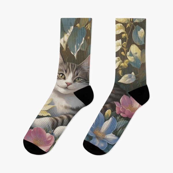 Item preview, Lazy Garden Cat - Floral Nature Nap designed and sold by mimomihom.