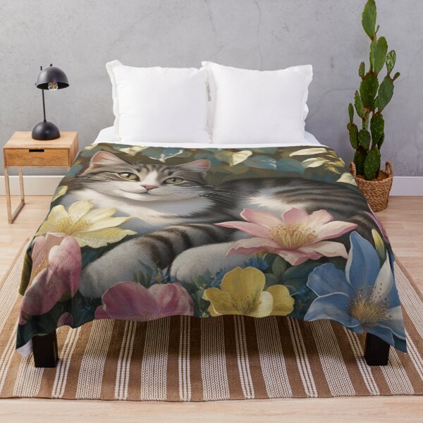 Item preview, Lazy Garden Cat - Floral Nature Nap designed and sold by mimomihom.