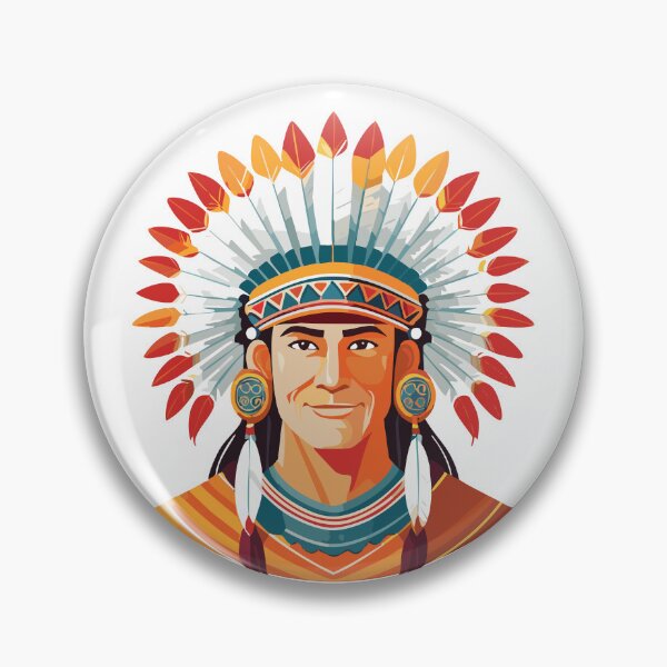 Item preview, Portrait of a Native American old Chief, adorned with a majestic feathered headdress, Indian tribal Warrior Leader designed and sold by Danler.