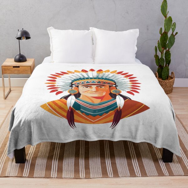 Item preview, Portrait of a Native American old Chief, adorned with a majestic feathered headdress, Indian tribal Warrior Leader designed and sold by Danler.
