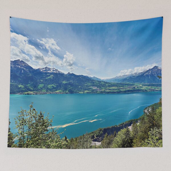Item preview, Lake Thun with a view of the Kandertal – Swiss mountain idyll with a panoramic view designed and sold by beatbieri.ch.