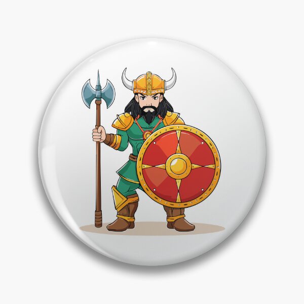 Item preview, Frowning angry Celtic warrior in a horned helmet, with shield and halberd or axe, Viking or Gallic warrior,  designed and sold by Danler.