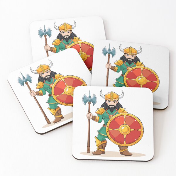 Item preview, Frowning angry Celtic warrior in a horned helmet, with shield and halberd or axe, Viking or Gallic warrior,  designed and sold by Danler.