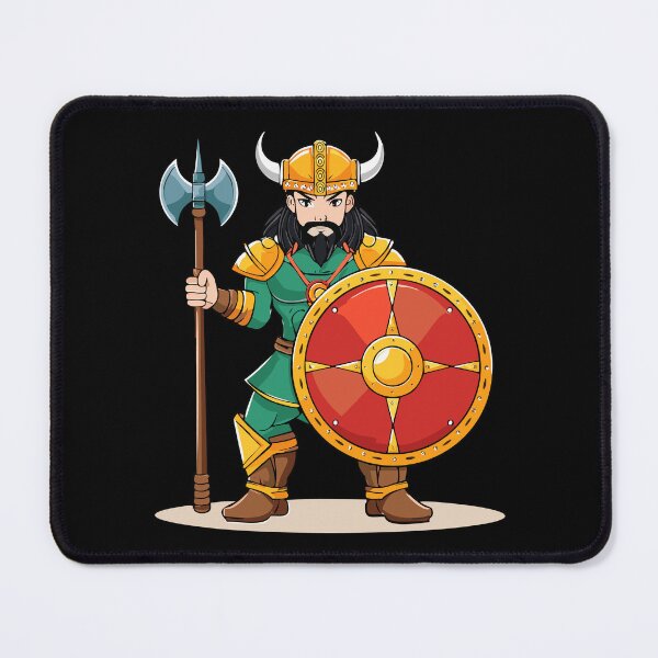 Item preview, Frowning angry Celtic warrior in a horned helmet, with shield and halberd or axe, Viking or Gallic warrior, designed and sold by Danler.