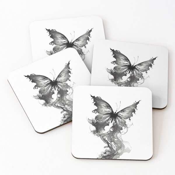 Item preview, Butterfly Smoke: Black and White Monochrome Elegance designed and sold by ShadowAndSlate.