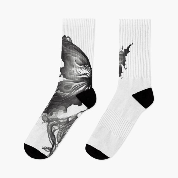 Item preview, Butterfly Smoke: Black and White Monochrome Elegance designed and sold by ShadowAndSlate.