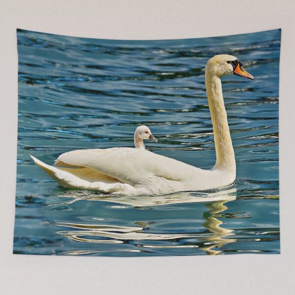 Item preview, Swan with chicks on its back – loving animal mother in action designed and sold by beatbieri.ch.
