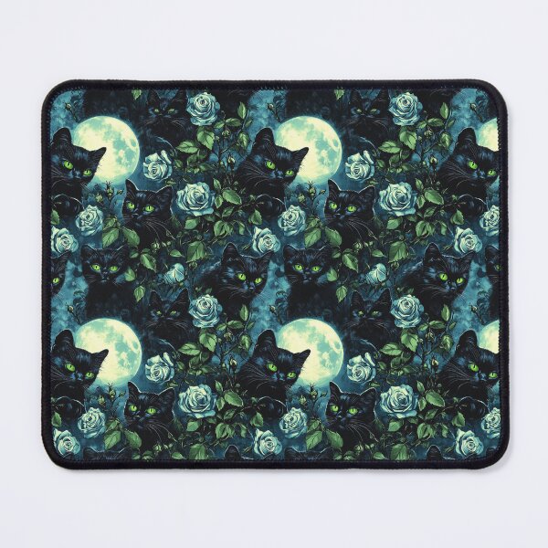 Item preview, Black Cat Bewitching Eyes & Flowers designed and sold by MidArtForge.