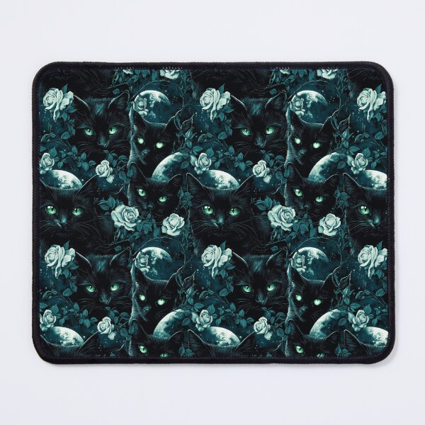 Item preview, Black Cat Bewitching Eyes & Flowers designed and sold by MidArtForge.