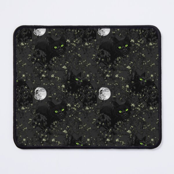 Item preview, Black Cat Bewitching Eyes & Flowers designed and sold by MidArtForge.