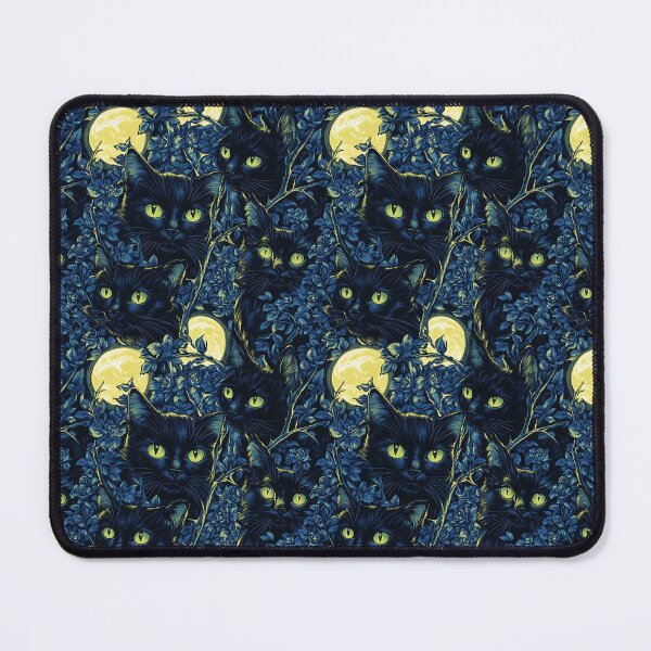 Item preview, Black Cat Bewitching Eyes & Flowers designed and sold by MidArtForge.