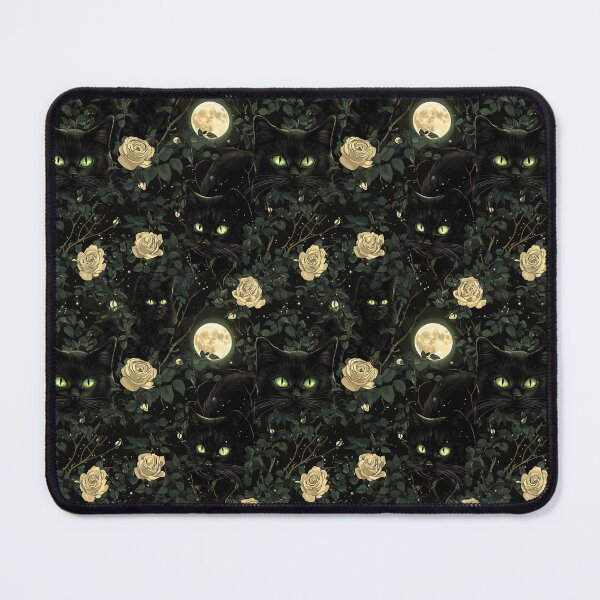 Item preview, Black Cat Bewitching Eyes & Flowers designed and sold by MidArtForge.