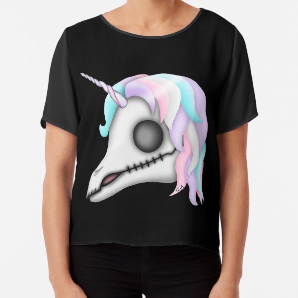 My Little Dead Unicorn | Rainbow Unicorn Skull | Black Chiffon Top