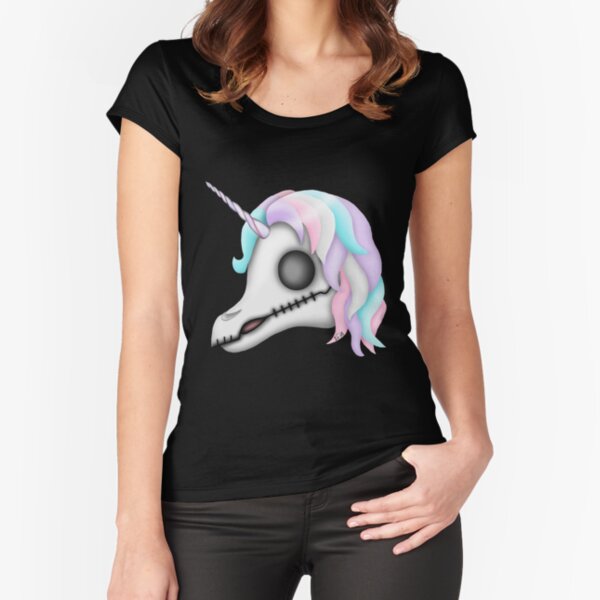 My Little Dead Unicorn | Rainbow Unicorn Skull | Black Fitted Scoop T-Shirt