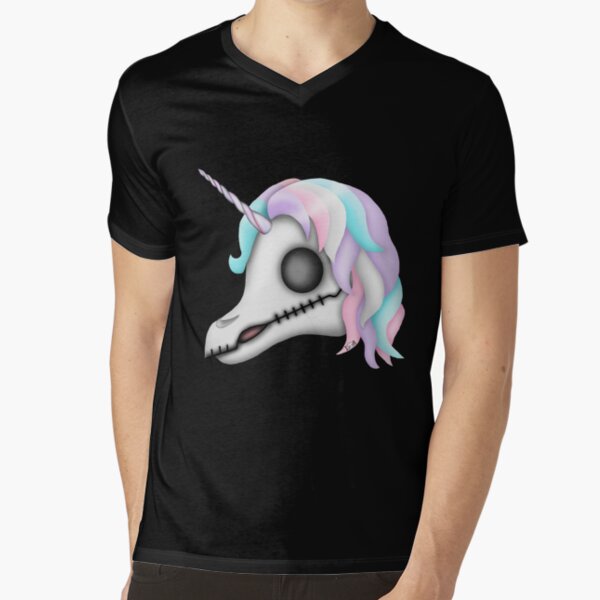 My Little Dead Unicorn | Rainbow Unicorn Skull | Black V-Neck T-Shirt