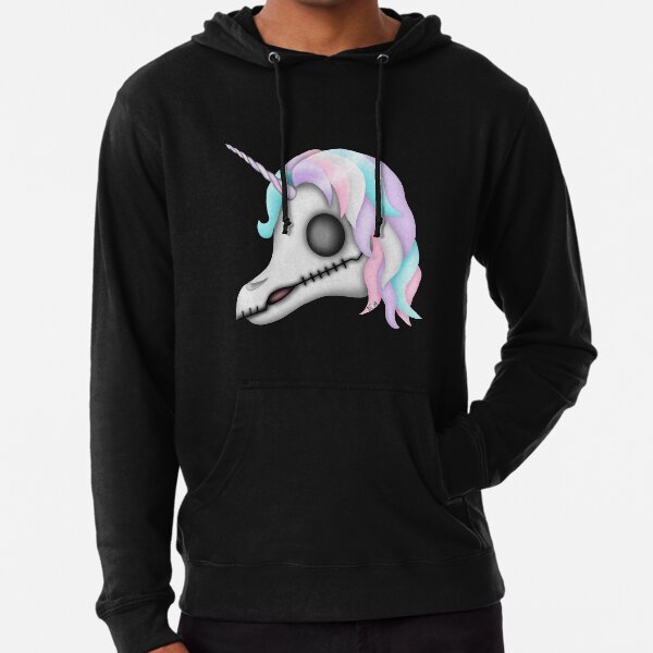 My Little Dead Unicorn | Rainbow Unicorn Skull | Black Lightweight Hoodie