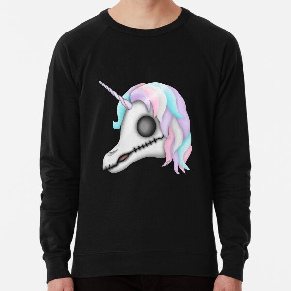 My Little Dead Unicorn | Rainbow Unicorn Skull | Black Lightweight Sweatshirt