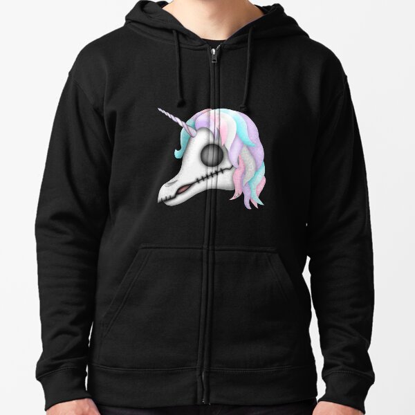 My Little Dead Unicorn | Rainbow Unicorn Skull | Black Zipped Hoodie