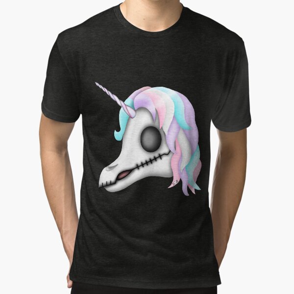 My Little Dead Unicorn | Rainbow Unicorn Skull | Black Tri-blend T-Shirt