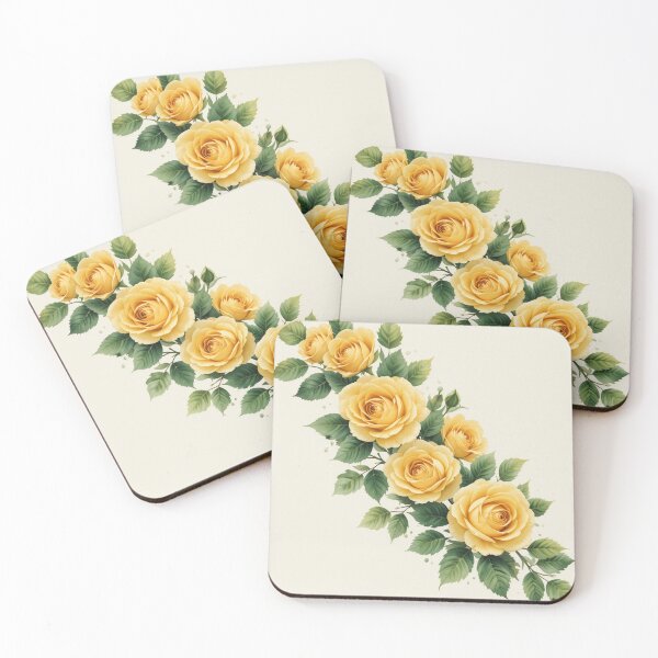 Item preview, Cascading pretty vintage yellow roses designed and sold by Anastaciaknits.