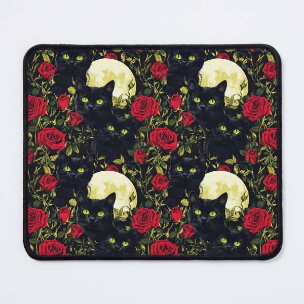 Item preview, Black Cat Bewitching Eyes & Flowers designed and sold by MidArtForge.