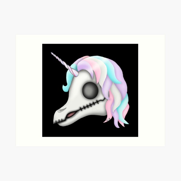 My Little Dead Unicorn | Rainbow Unicorn Skull | Black Art Print