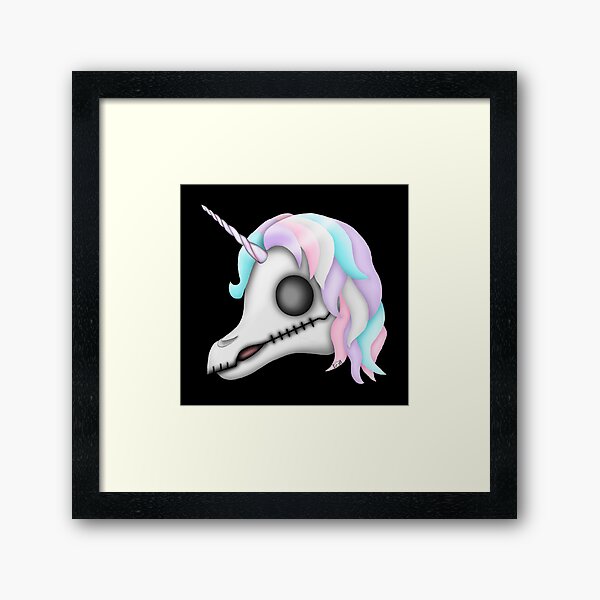 My Little Dead Unicorn | Rainbow Unicorn Skull | Black Framed Art Print