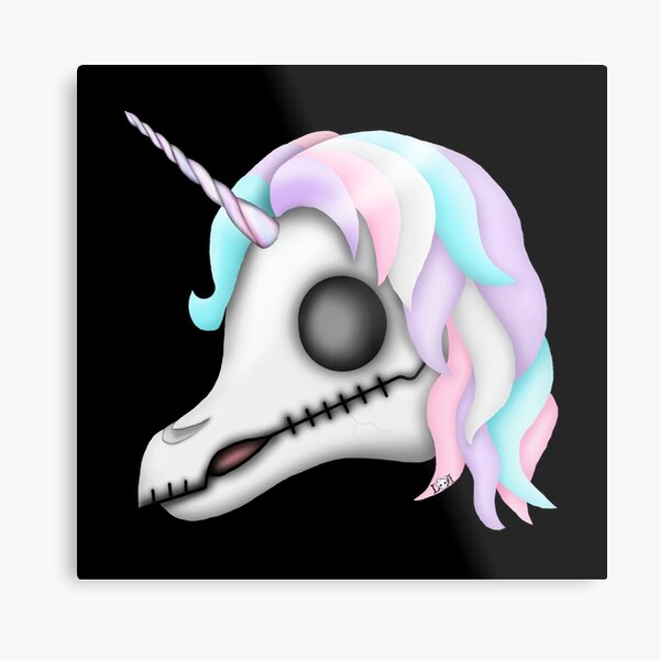 My Little Dead Unicorn | Rainbow Unicorn Skull | Black Metal Print