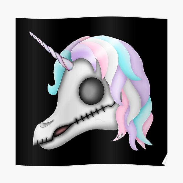 My Little Dead Unicorn | Rainbow Unicorn Skull | Black Poster