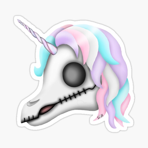 My Little Dead Unicorn | Rainbow Unicorn Skull | Black Sticker