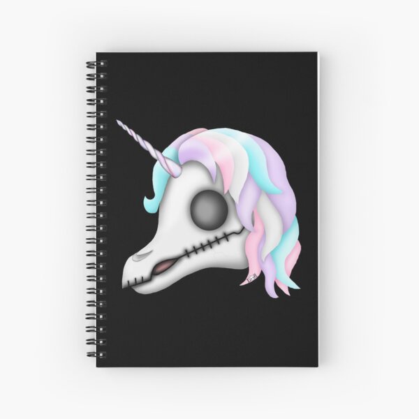 My Little Dead Unicorn | Rainbow Unicorn Skull | Black Spiral Notebook