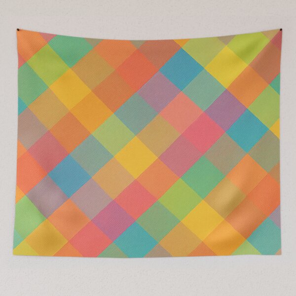 Item preview, Madras-Inspired Diagonal Plaid Seamless Pattern – Bright Summer Checkered Fabric Design designed and sold by Sunstone Print.
