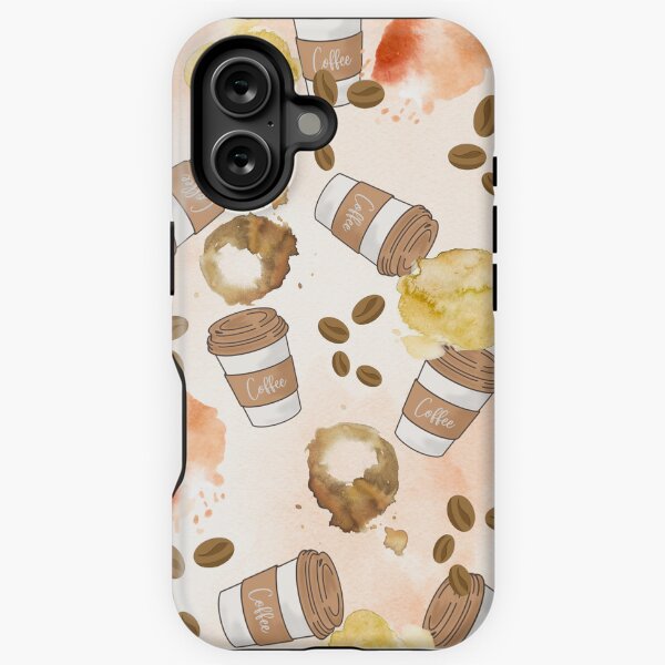 Item preview, Brown Watercolor Coffee Pattern Phone Wallpaper ☕ | Aesthetic & Cozy Vibes designed and sold by Nara8.