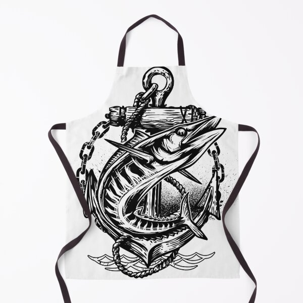 Item preview, Deepwater Hunter: A Striking Monochrome Art Print of a Powerful Tuna and Classic Anchor, Perfect for Fishing Enthusiasts designed and sold by Mustaph-Shop.