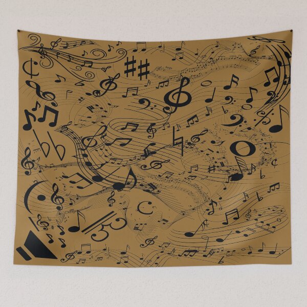 Item preview, Music Everywhere In Tan and Black Original Graphic Artwork designed and sold by BrightrDayMusicArt.