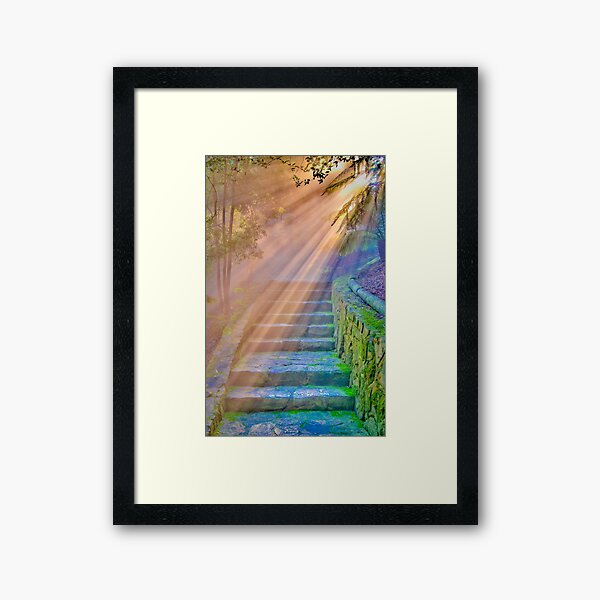 ...I saw before me a golden curtain and I climbed the stairs as if in a dream... Framed Art Print