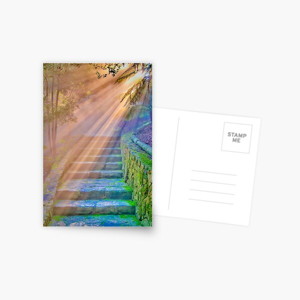 ...I saw before me a golden curtain and I climbed the stairs as if in a dream... Postcard