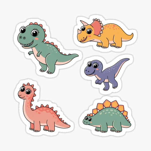 Item preview, Adorable Baby Dinosaurs – Cute Dinosaur Sticker Pack designed and sold by Serbin.