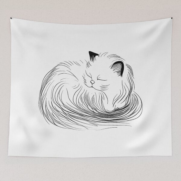 Item preview,  Snoozing Persian Cat Sketch designed and sold by ShadowAndSlate.