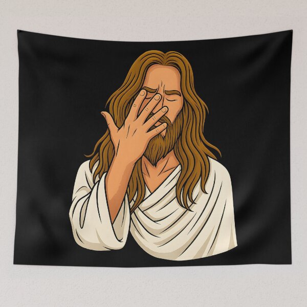 Item preview, Funny Facepalm Jesus Meme Art  designed and sold by DrawHandArt.
