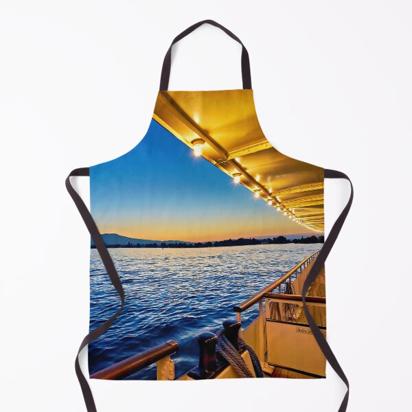 Item preview, Steamship in the evening light – luminous elegance against blue designed and sold by beatbieri.ch.