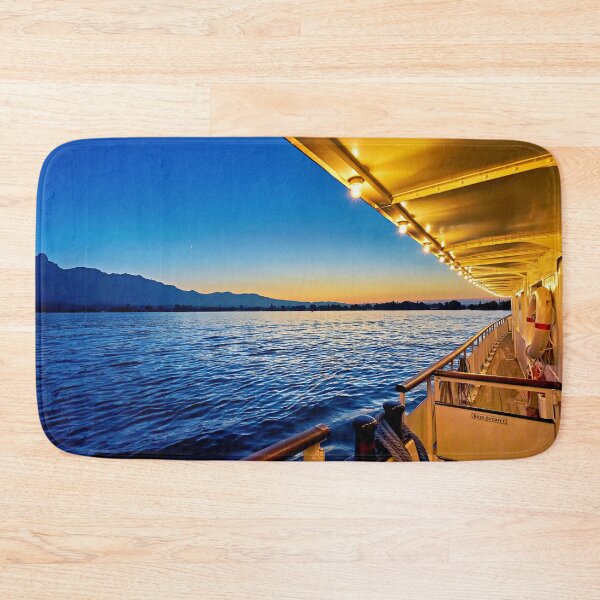 Item preview, Steamship in the evening light – luminous elegance against blue designed and sold by beatbieri.ch.