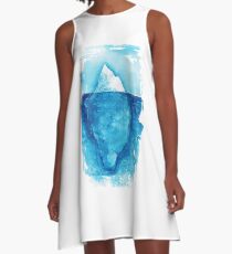 Iceberg. Watercolor hand painting illustration. A-Line Dress