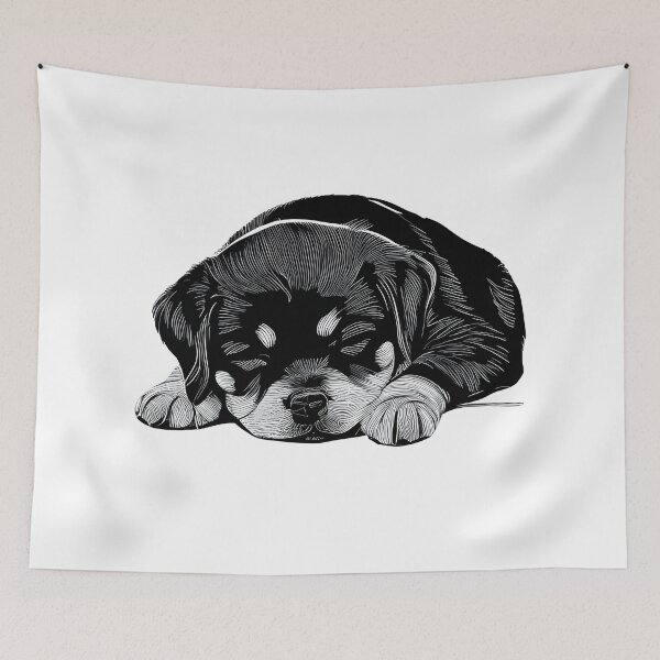 Item preview,  Sleeping Rottweiler Puppy Sketch designed and sold by ShadowAndSlate.
