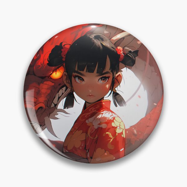Item preview, Fiery Dragon Guardian with Kimono Girl designed and sold by bubblegoth.