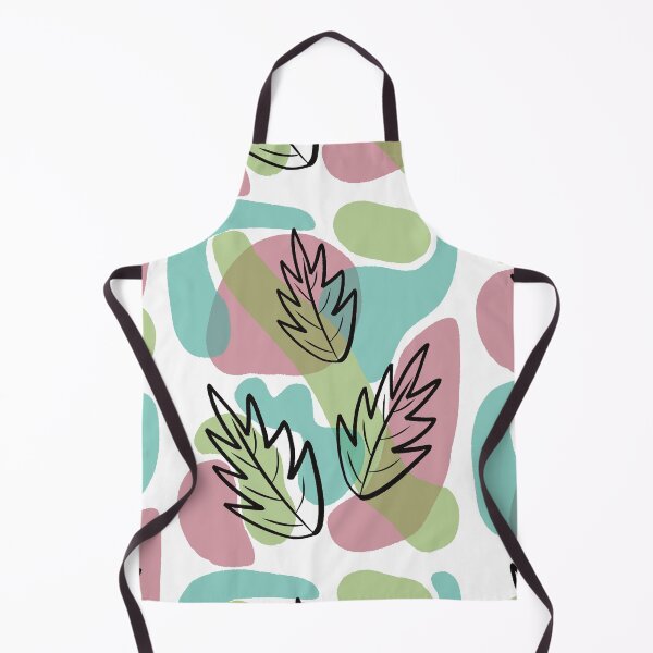 Item preview, Abstract Black Lines Leaves over Blobs Mauve Green and Blue designed and sold by HydrangeaDelMar.